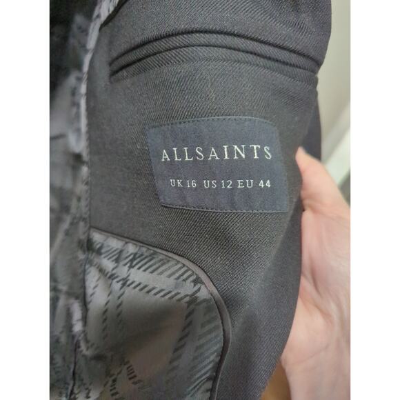 Allsaints Black Fringe Wool Blend Maxine Blazer Jacket - Picture 6 of 10